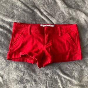 abercrombie & fitch red low waisted shorts